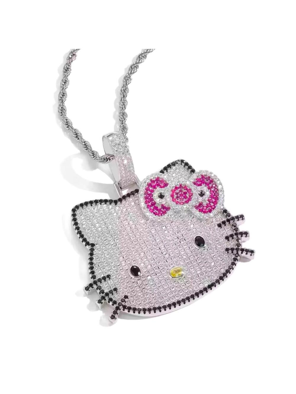 Hello Kitty Bling Iced Out Glam Rhinestones Rope Chain Necklace